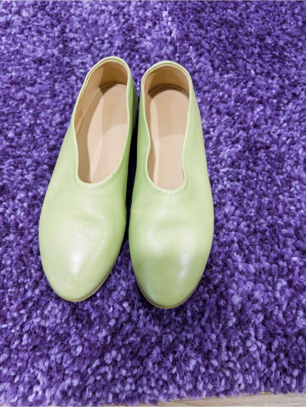 Women's Light Green Leather Slip-On Flats — Effortless Everyday Style